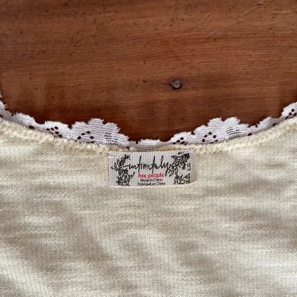 Free People Butter Yellow Lace Accent Top - Picture 5 of 6